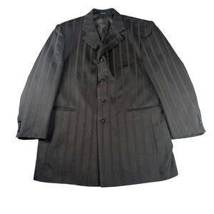 Soprano Mens Blazer Jacket 48R Black Tonal Stripe 4 Button Formal Sport Coat